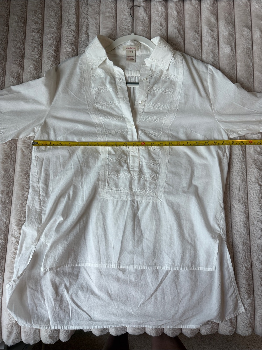 Sundance Women's White Embroidered Sophisticated Western Style Tunic - Picture 9 of 12
